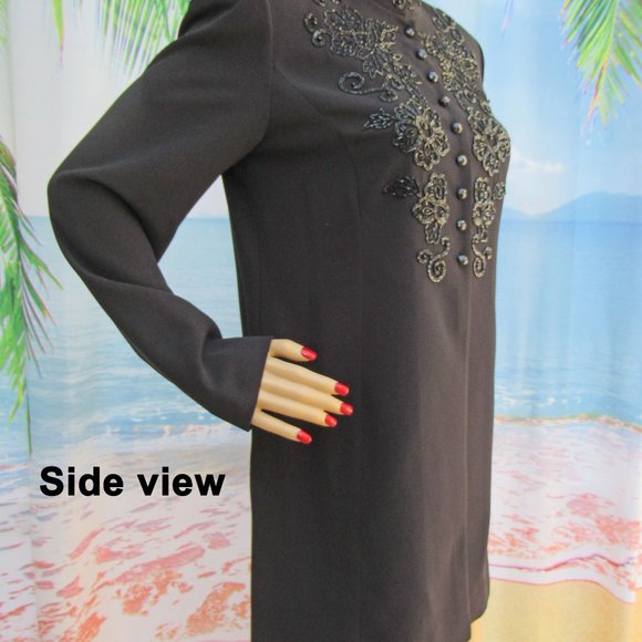 Liz Claiborne Night tunic length beaded top blazer, 36 bust, Polyester, Lined - Picture 7 of 14